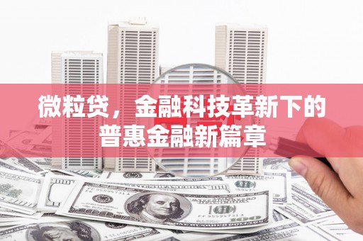 雾峰微粒贷，金融科技革新下的普惠金融新篇章