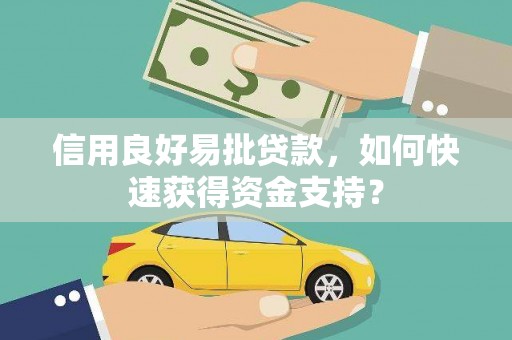 莎车信用良好易批贷款，如何快速获得资金支持？